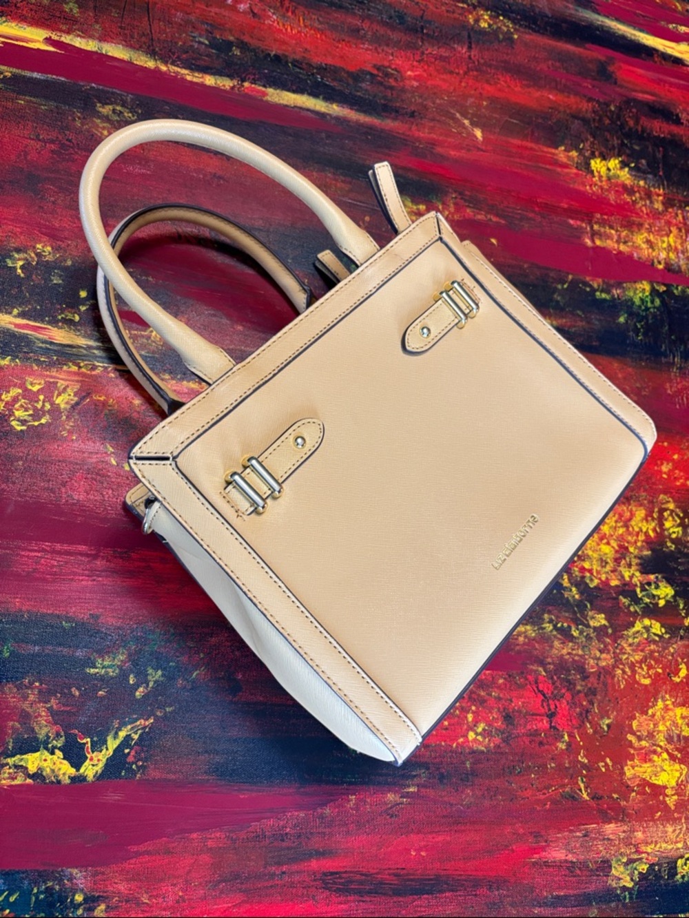 Liz Claiborne Blush Yellow Saffiano Satchel with Gold Hardware